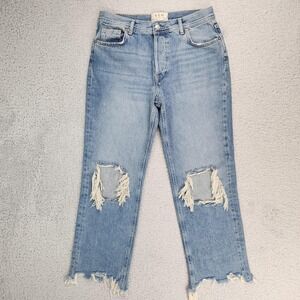 We The Free Jeans Womens 28 Distressed High Rise Straight Leg Button Fly Denim